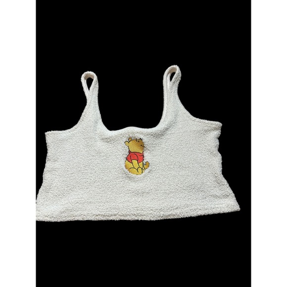 Disney Tops - Disney Winnie the Pooh Cream Boucle Cropped Tank Top Embroidered Size MD